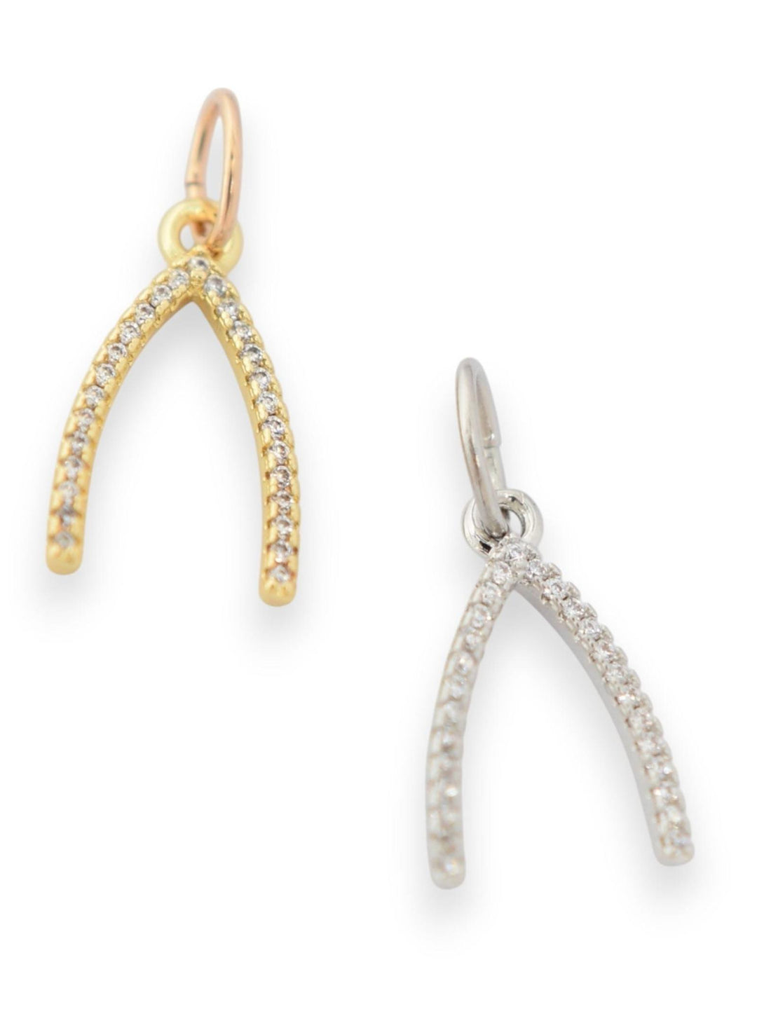 SILVER AND GOLD WISHBONE CHARM