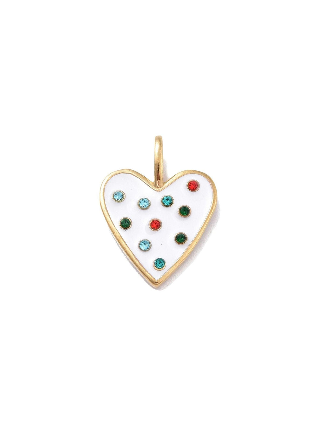 white polka dot heart charm 