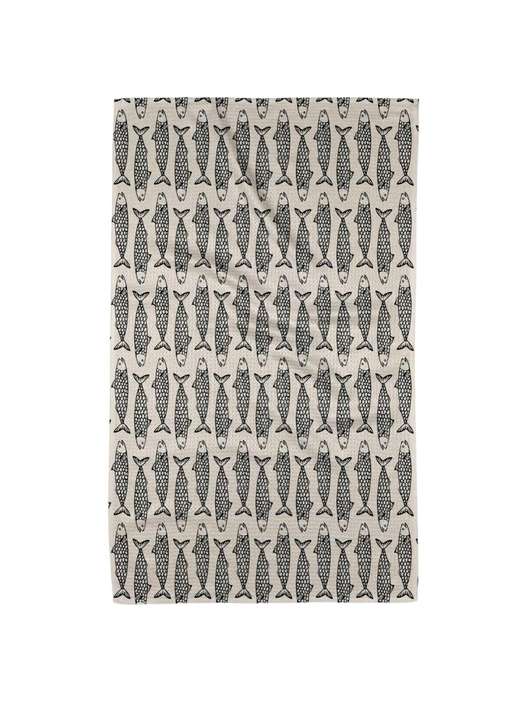 black and tan fish printed towel