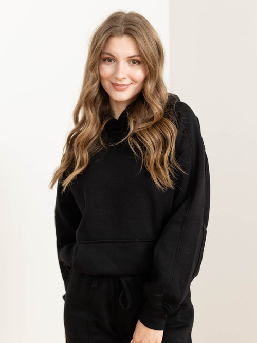 black basic hooded sweatshirt
