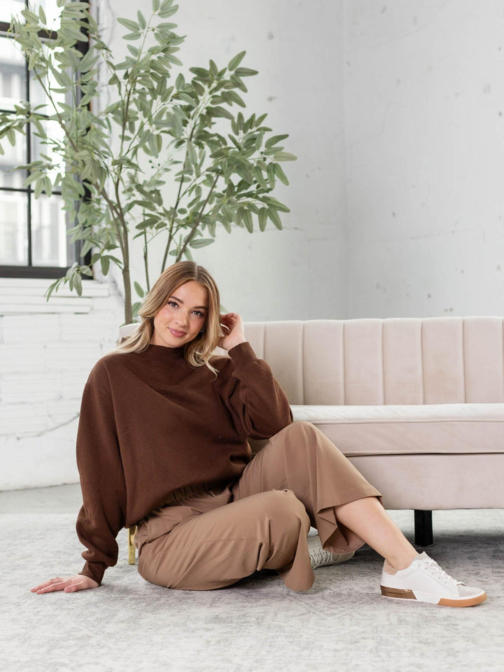 brown crew neck sweater