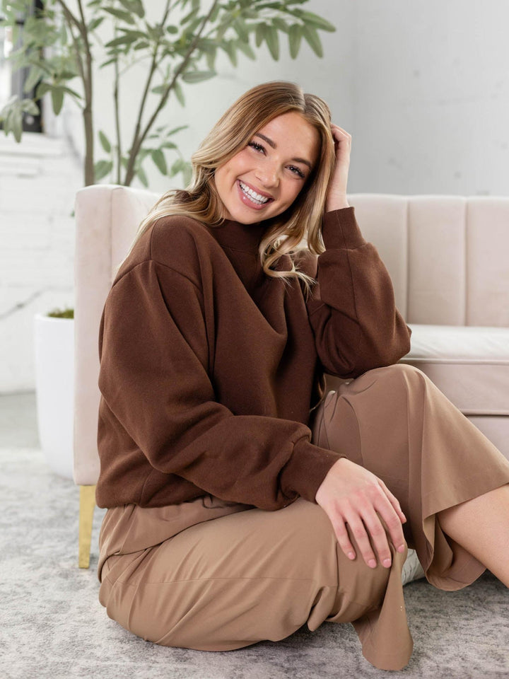 brown crew neck sweater