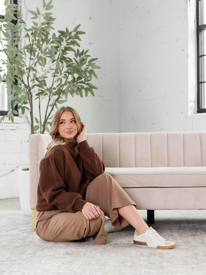 brown crew neck sweater