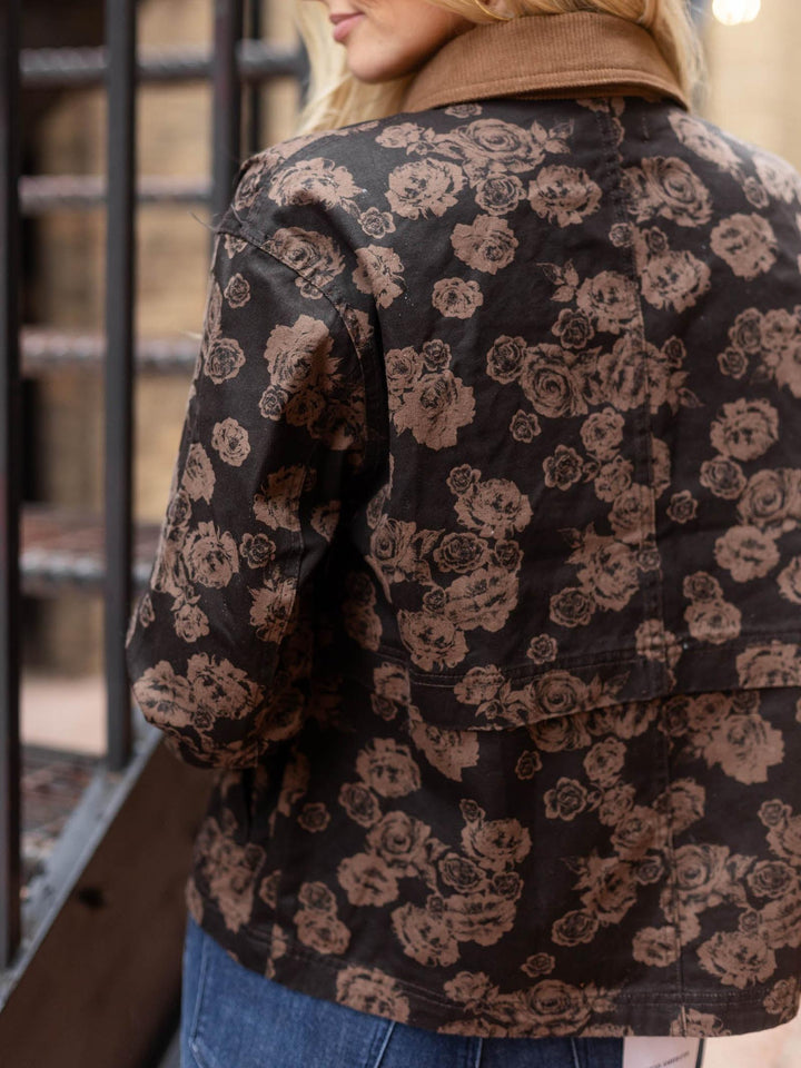 Floral Denim Jacquard Corduroy Jacket