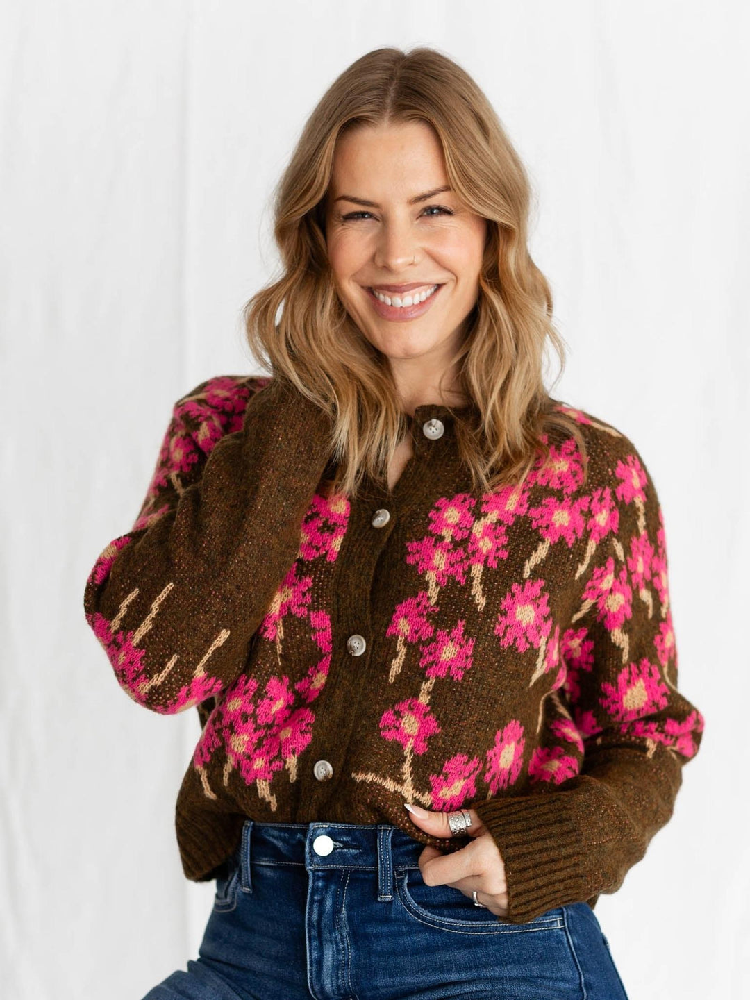 floral print button up cardigan