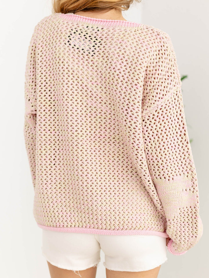 Floral Pattern Knit Open SweaterSweaters