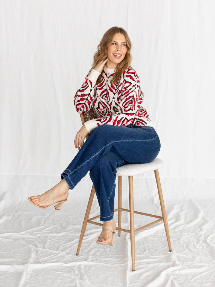 red floral print sweater