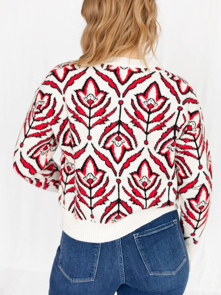 red floral print sweater