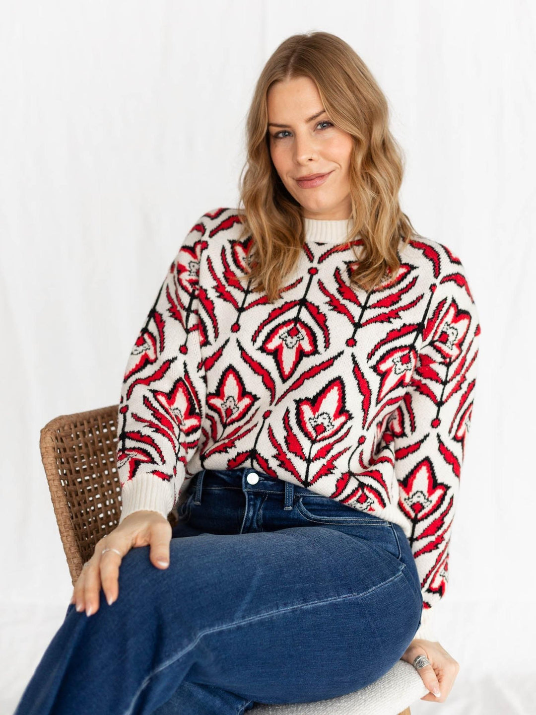 red floral print sweater