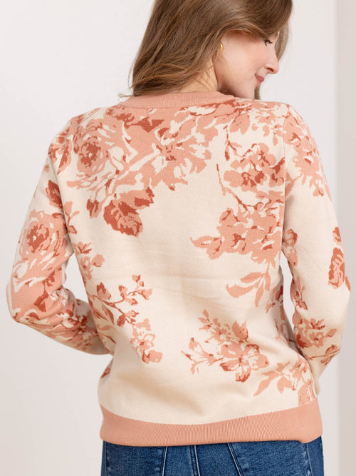 floral crew neck sweater