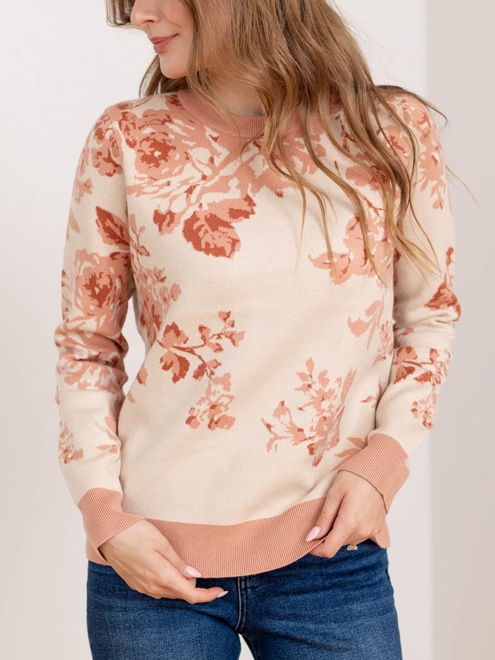 floral crew neck sweater
