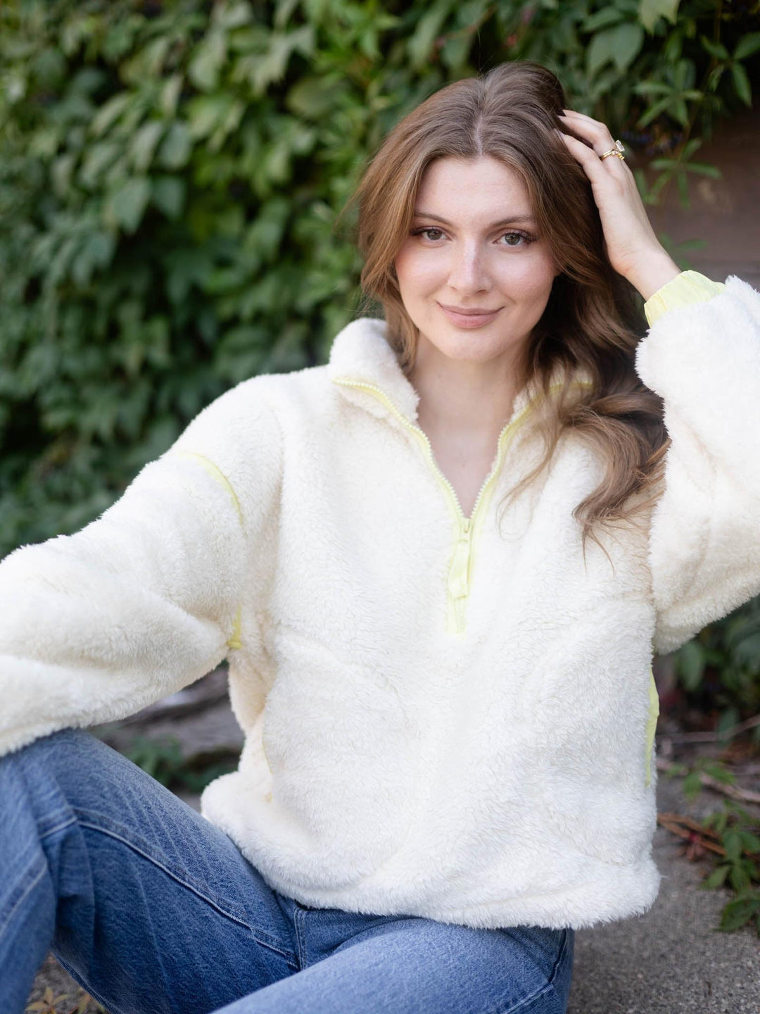 Fluffy Yarn Fleece Zip Up Jacket