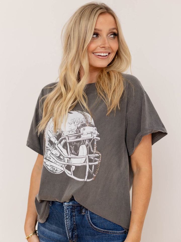 washed studded football helmet