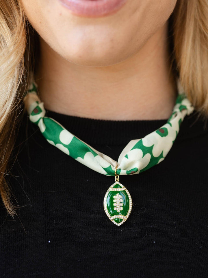 floral green football necklace