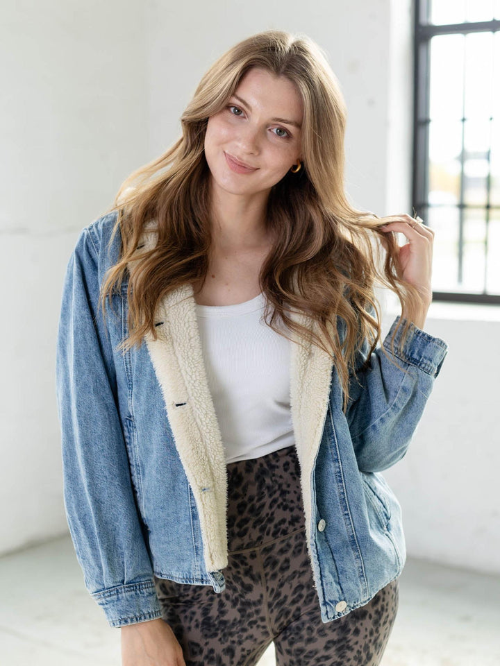 cozy fleece denim jacket