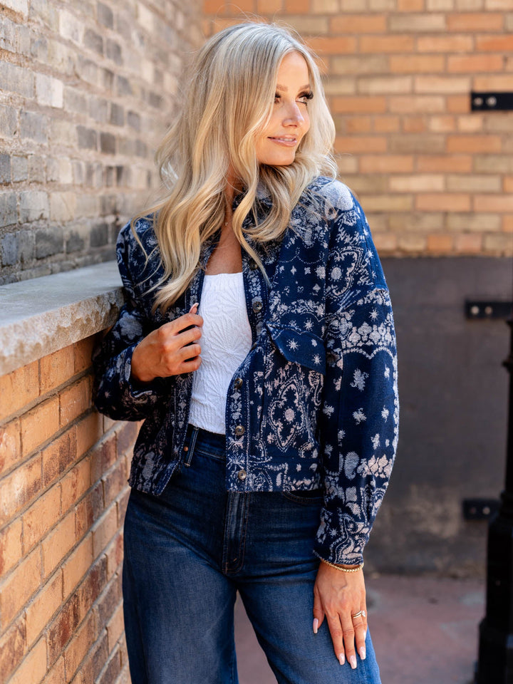 bandana printed structured layering piece