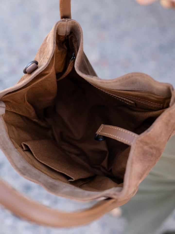 suede bucket bag