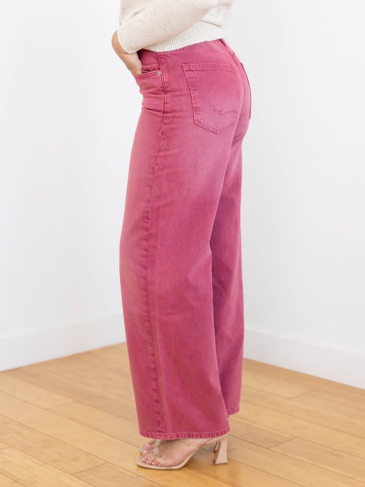 washed burgundy straight leg jeans