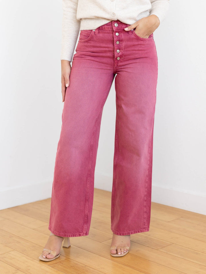 washed burgundy straight leg jeans