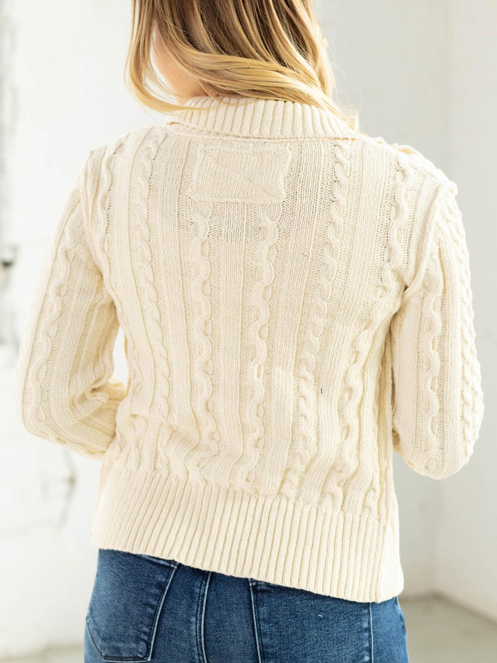 cable knit fitted cardigan