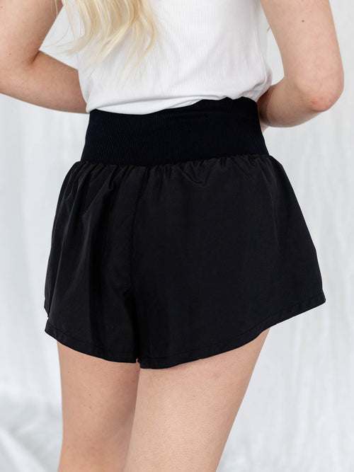 black soft contrast high rise shorts