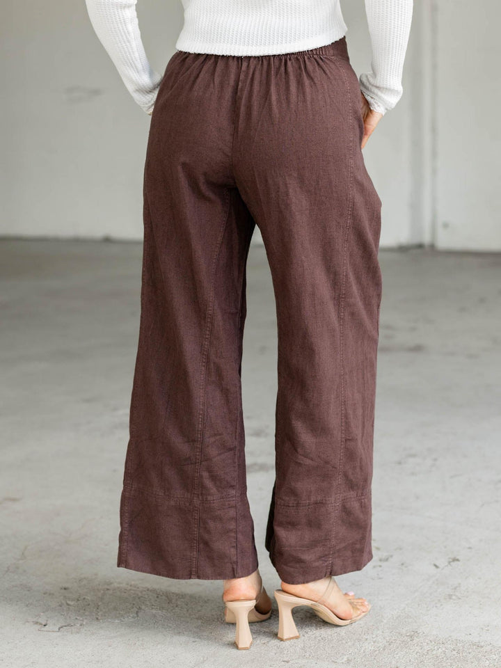 pull on wide leg cream linen pants