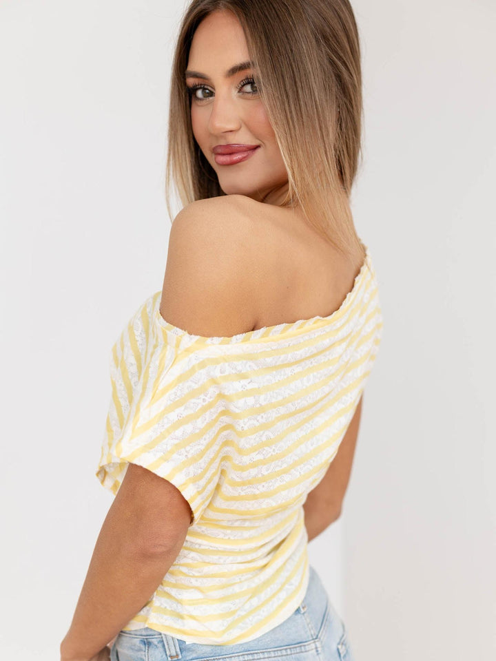 striped off the shoulder top