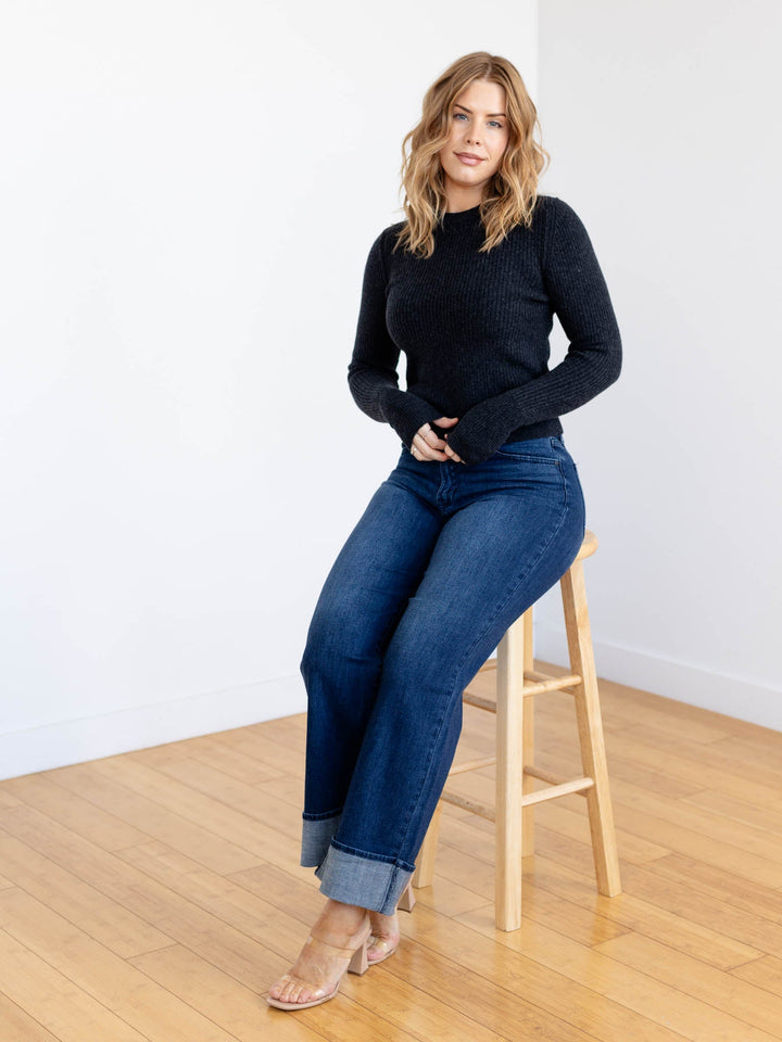 ribbed charcoal fitted sweater