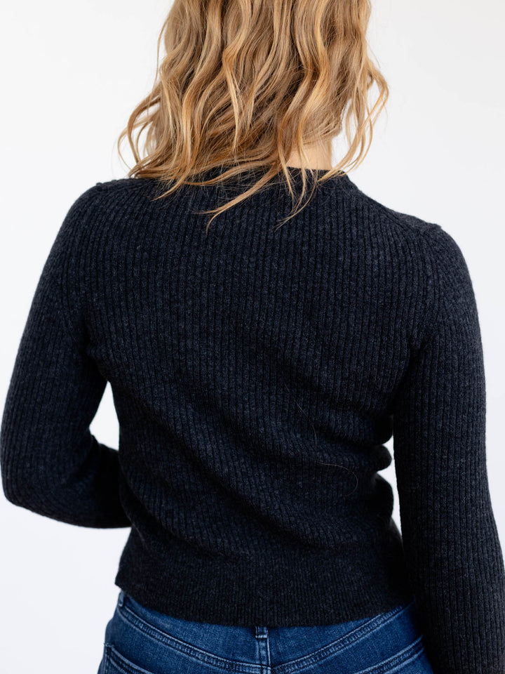 ribbed charcoal fitted sweater