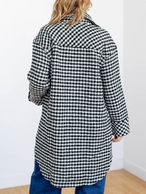 oversized houndstooth shacket