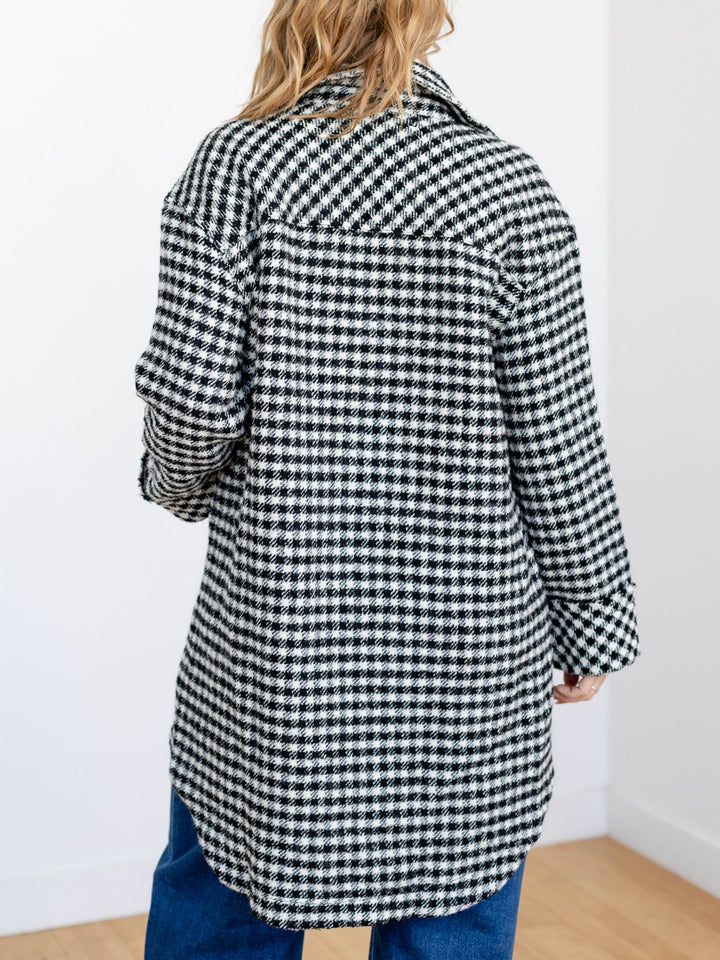 oversized houndstooth shacket