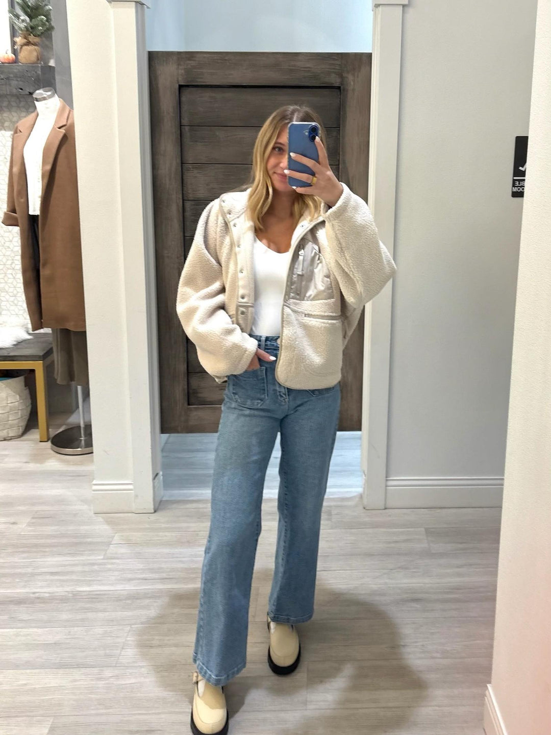 neutral snap button jacket