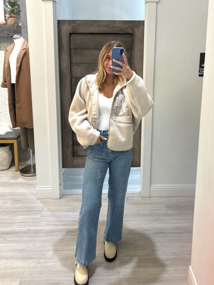 neutral snap button jacket