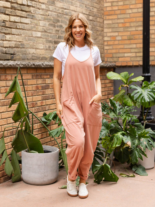 coral orange jumpsuit