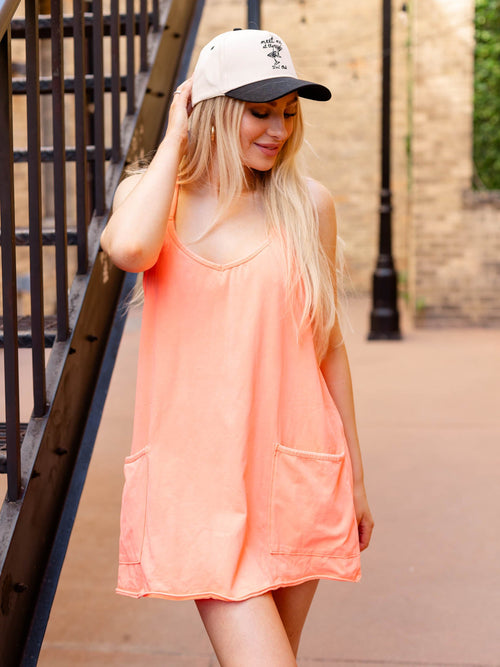 bright orange romper dress