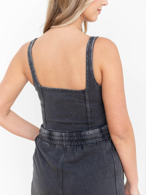 washed black fitted jumpsuit