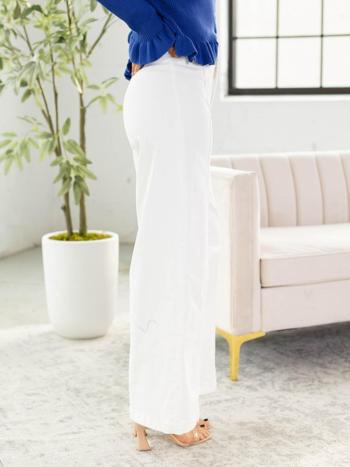 off white high waist wide leg denim