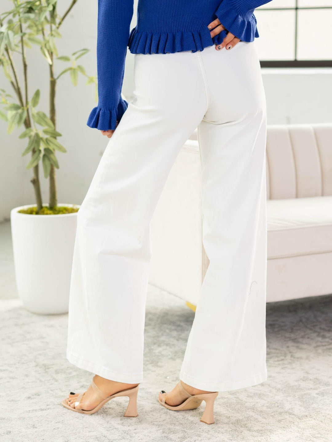 off white high waist wide leg denim