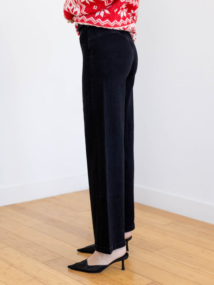 wide leg black denim