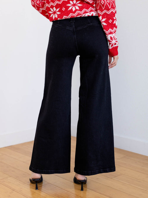 wide leg black denim