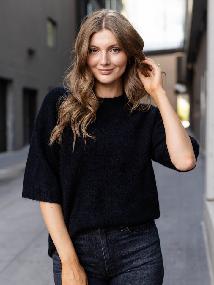 black sweater