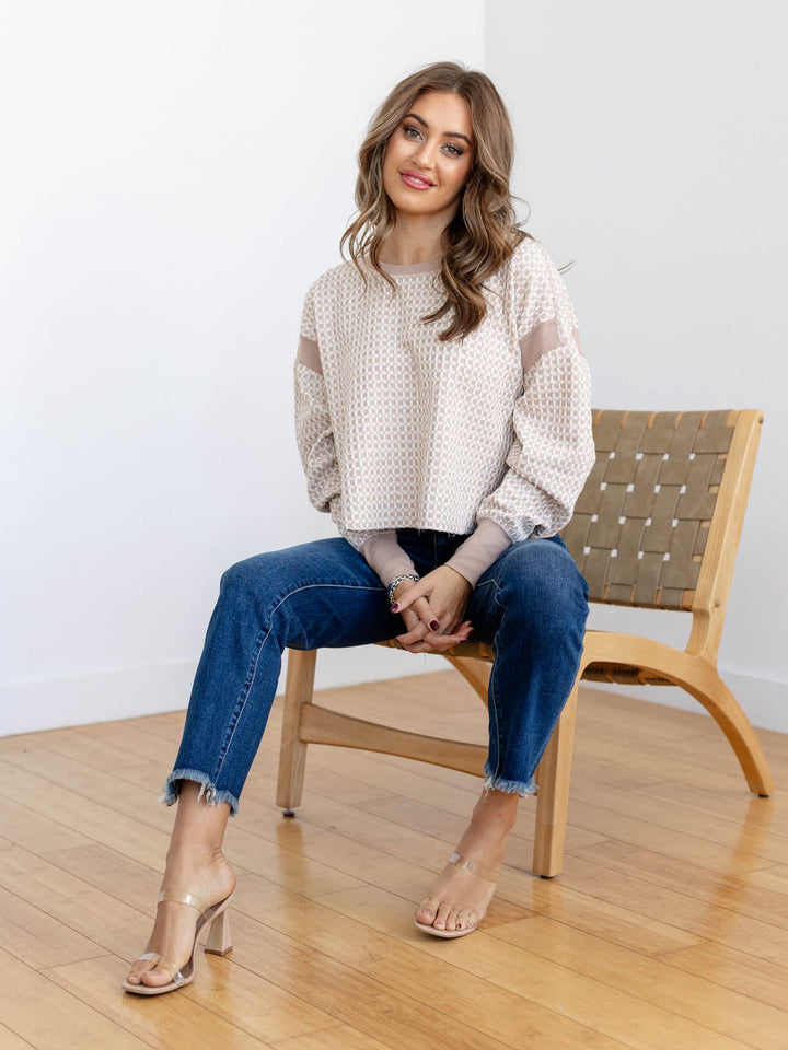 textured open back sweater