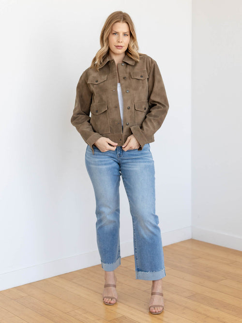 dark green vegan structured jacket