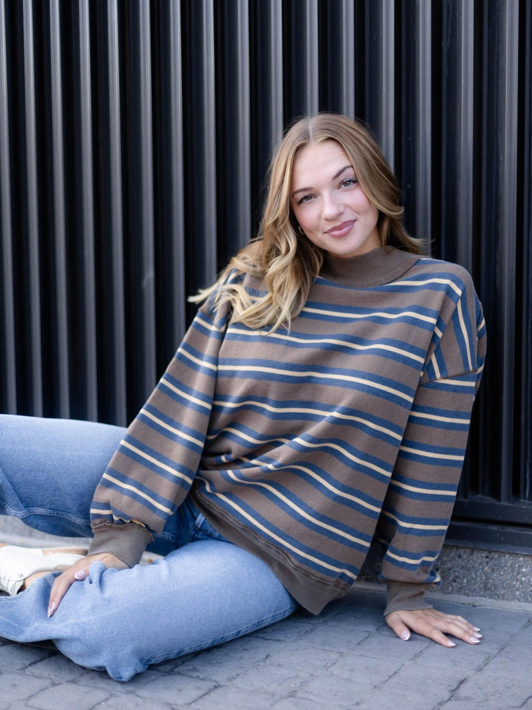 Free People Palm Springs Striped Crew