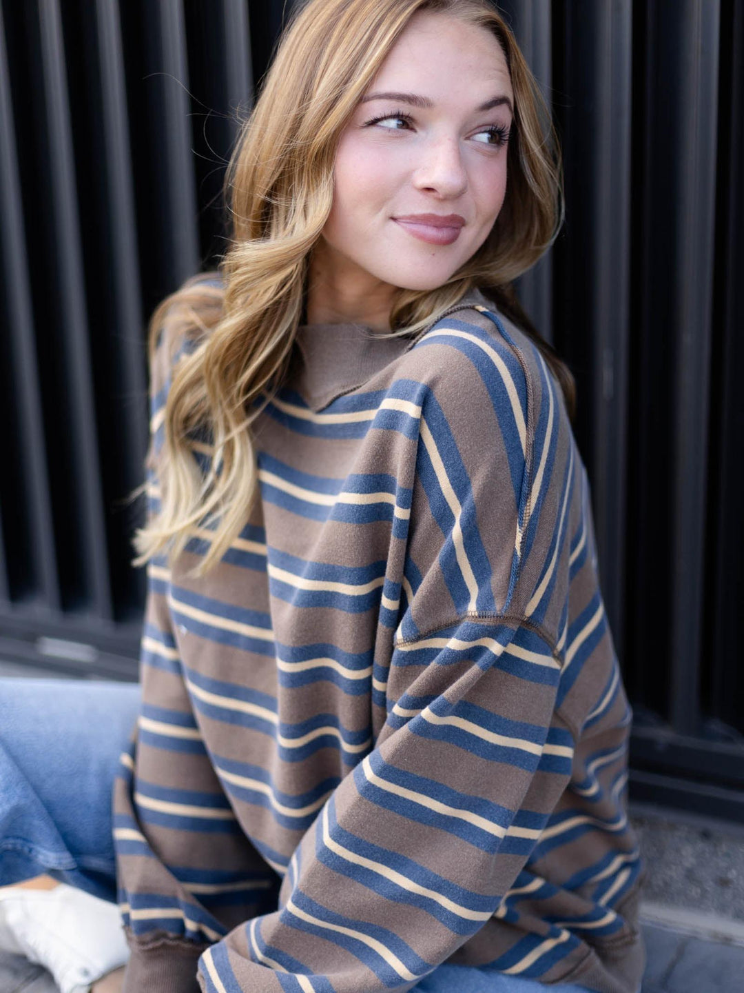 Free People Palm Springs Striped Crew
