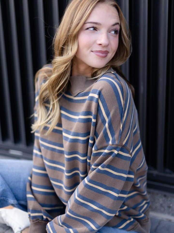 Free People Palm Springs Striped Crew