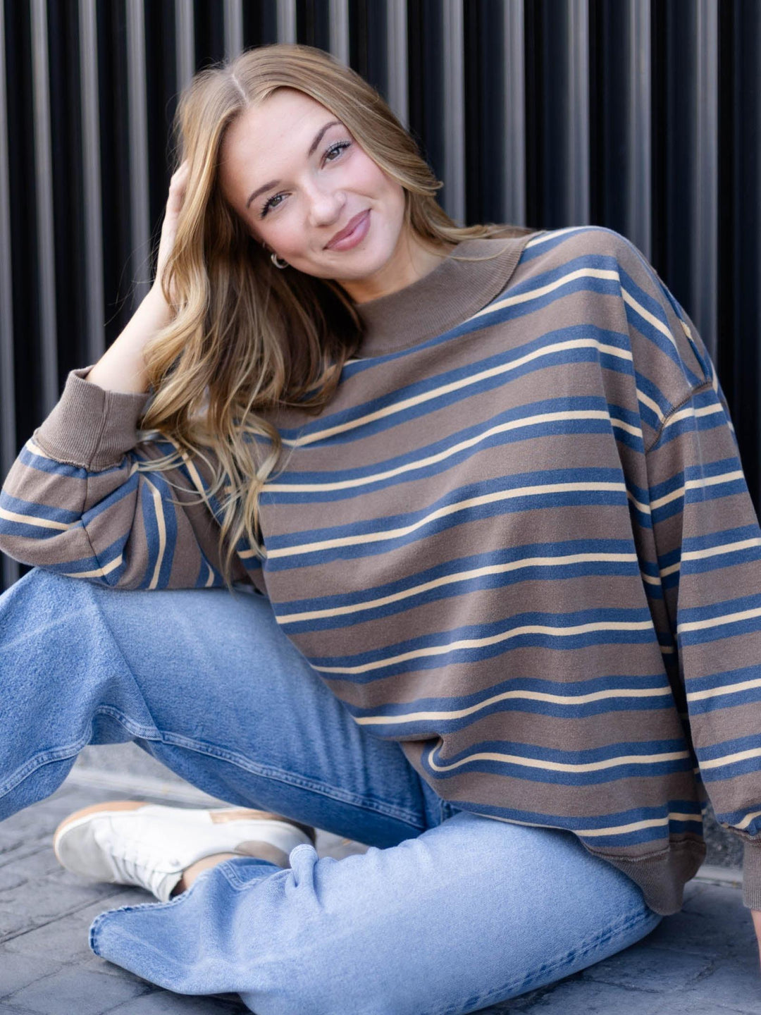 Free People Palm Springs Striped Crew