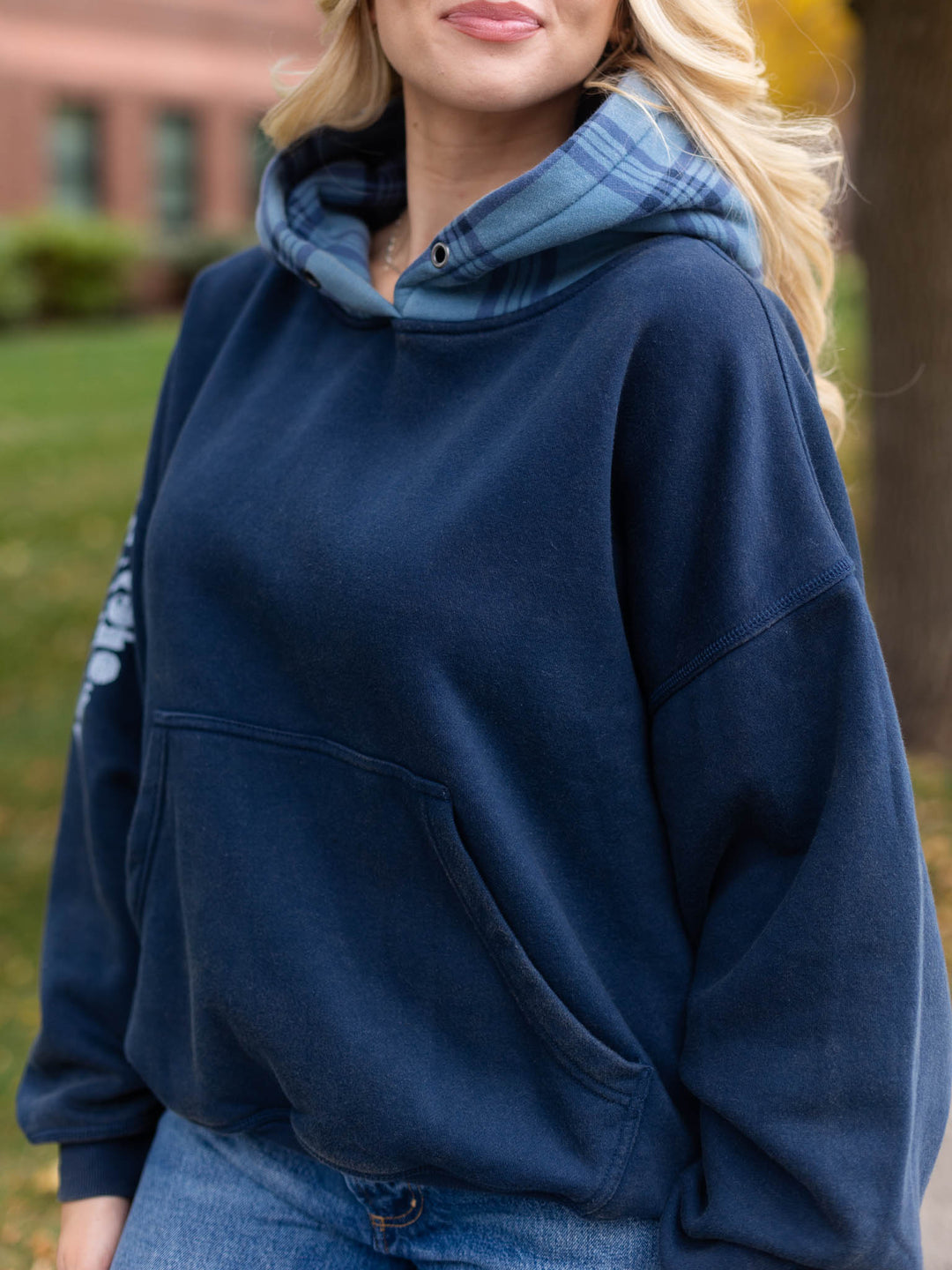 Free People Plaid Final Call Hoodie