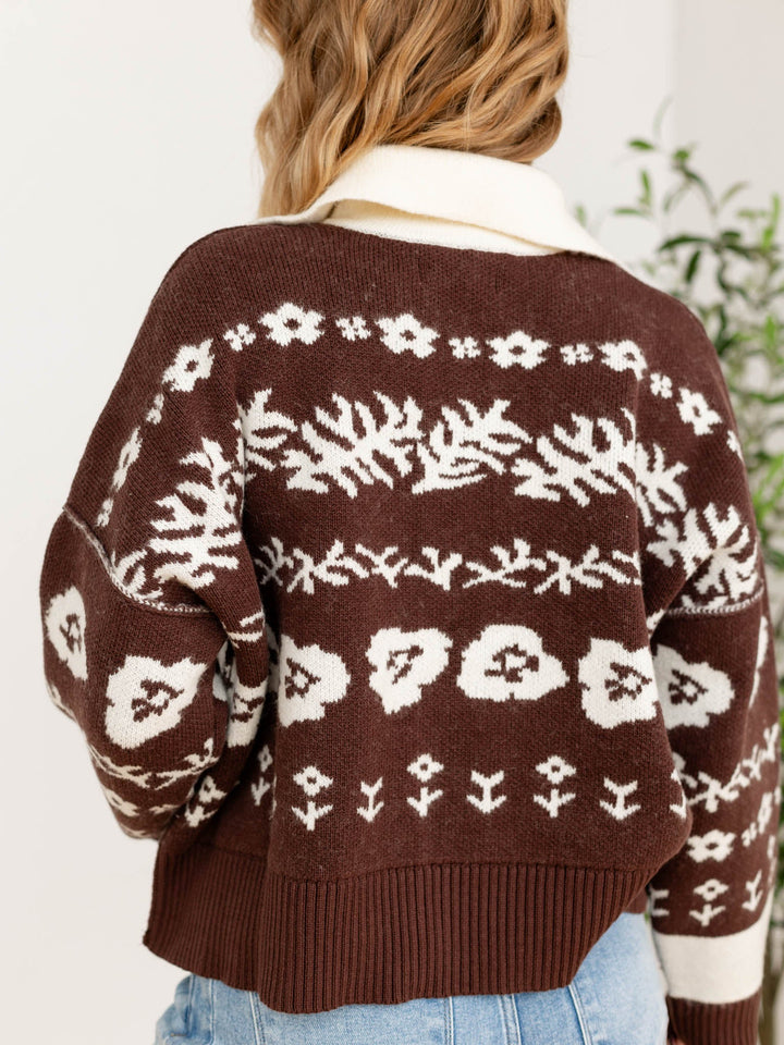 printed button front cardigan