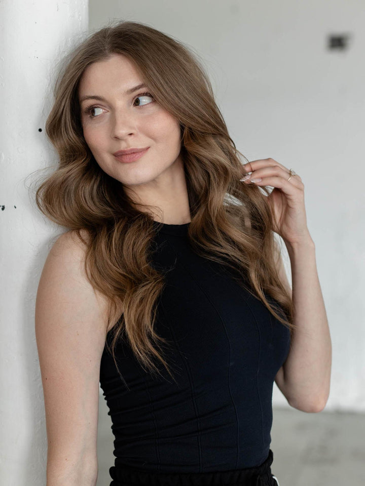 black high neck tank top